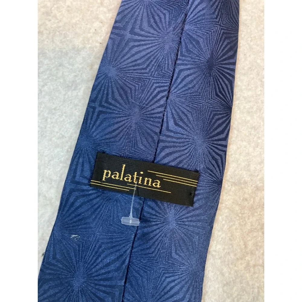Palatina Blue Geometric Starburst Silk Blend Necktie Formal Business Dress Tie